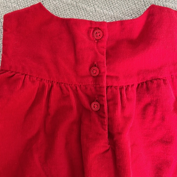 Janie and Jack holiday Santa red corduroy dress with fur like trim. 6-12 m - Picture 4 of 4